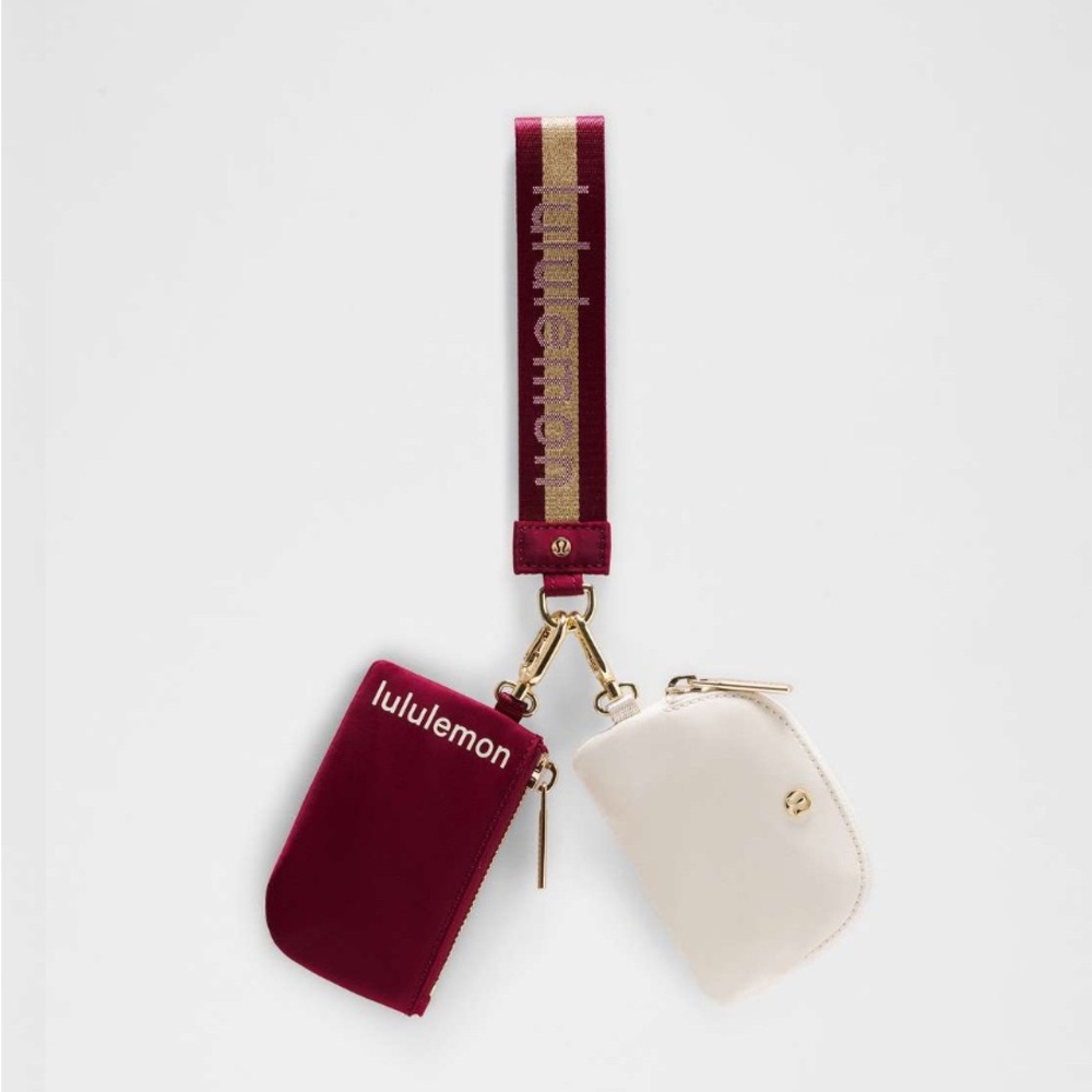 Lululemon Dual Pouch Wristlet *Wordmark Deep Luxe / Gold / Bone